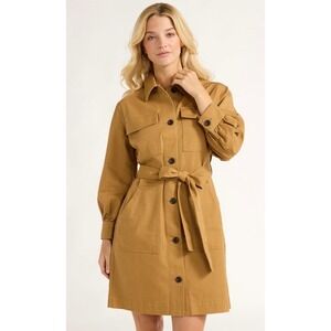 Free Assembly Utility Mini Dress Dijon Yellow Twill Belted Women's Large NEW